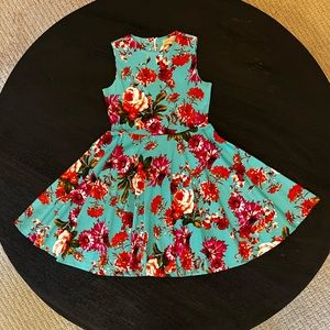 Vintage 50's Kids Floral Round Neck Casual Summer Party Dress